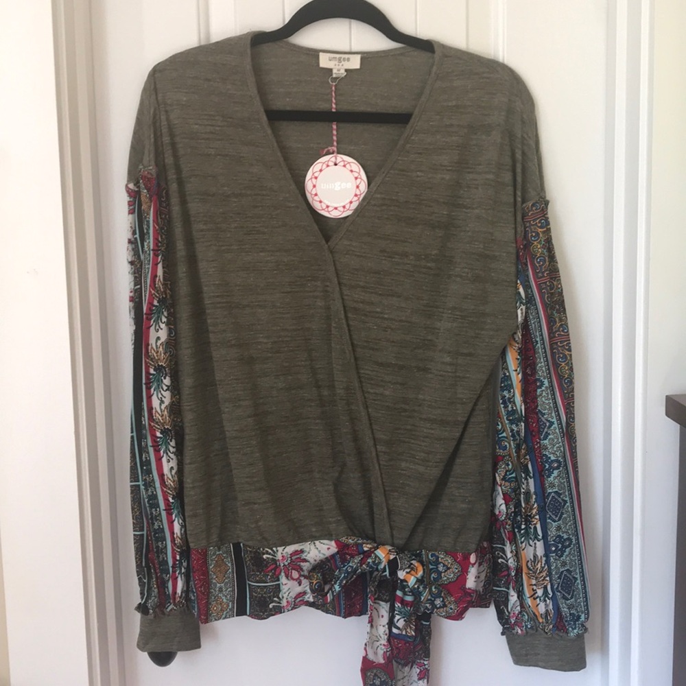 SOLD Umgee side scarf tie blouse